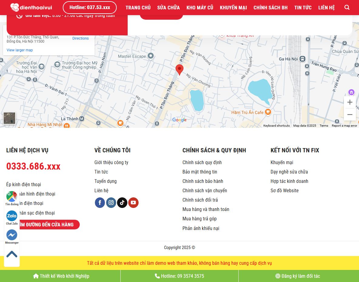 Tính năng bảo mật Theme WordPress dịch vụ sửa điện thoại 03
