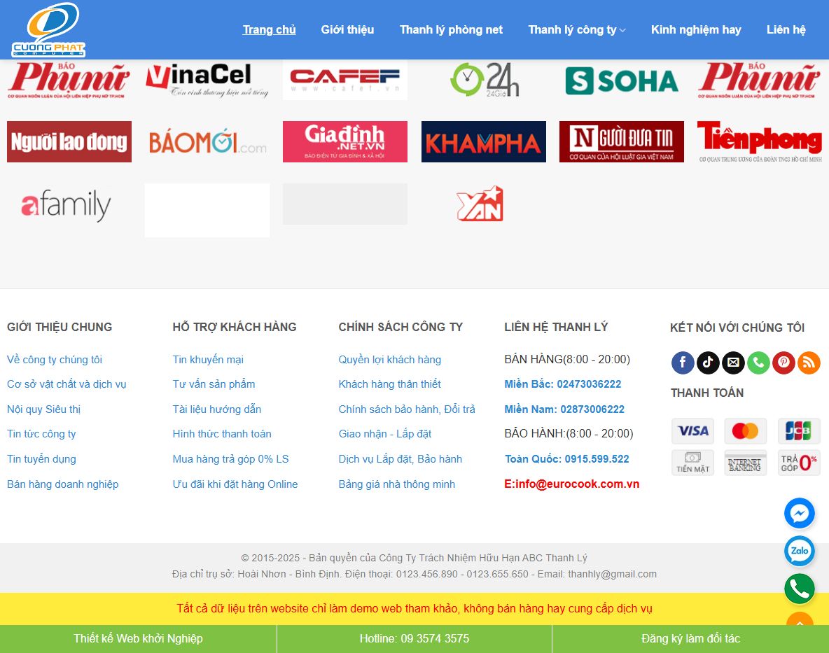 Tính năng Theme wordpress dịch vụ thanh lý 03