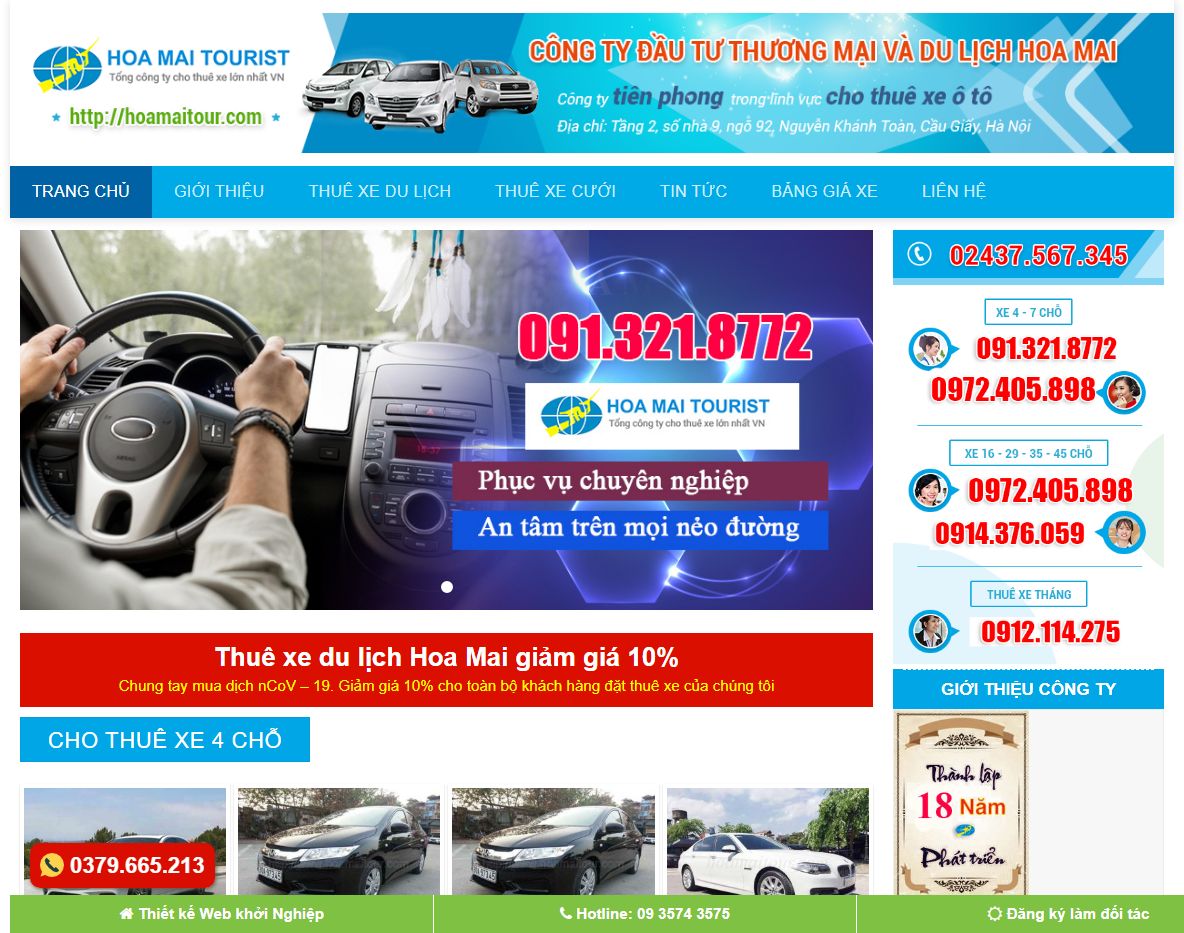 Giao diện Theme wordpress dịch vụ thuê xe 02