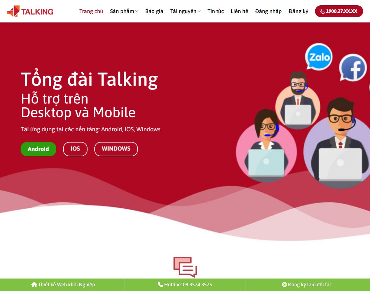Giao diện theme wordpress tổng đài talking