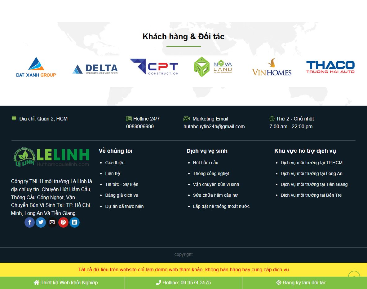 Tính năng quản lý của theme wordpress hút hầm cầu