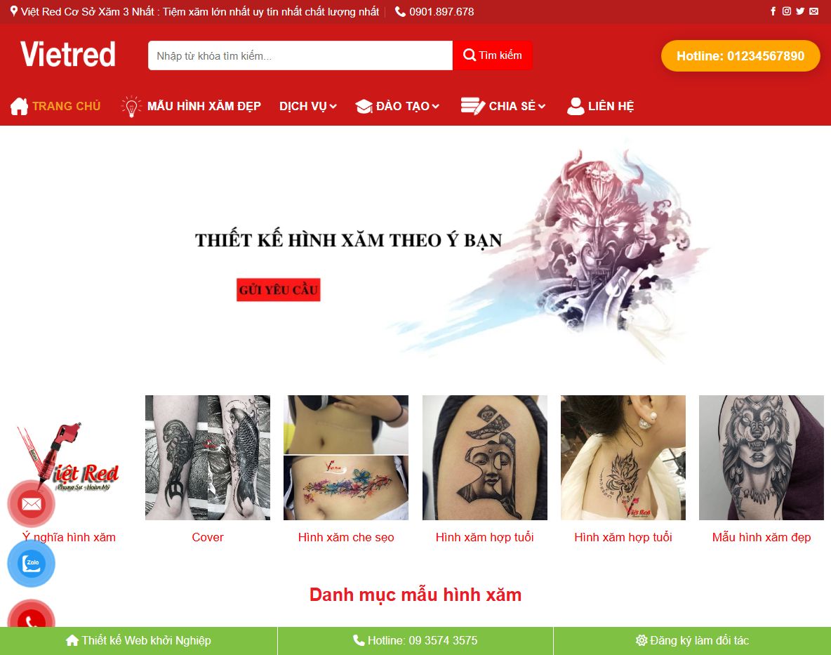 Giao diện theme wordpress xăm hình
