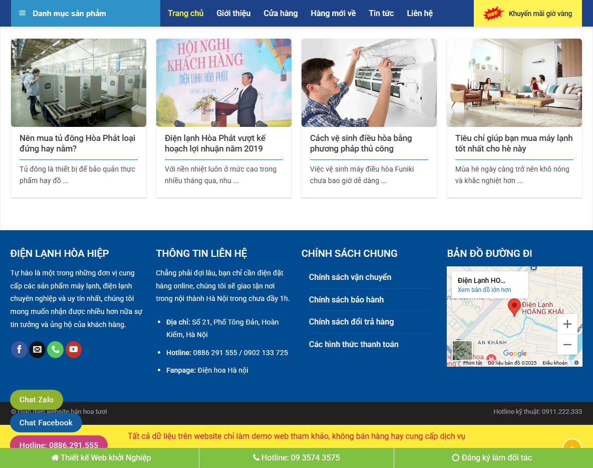 Giao diện quản trị theme WordPress điện lạnh