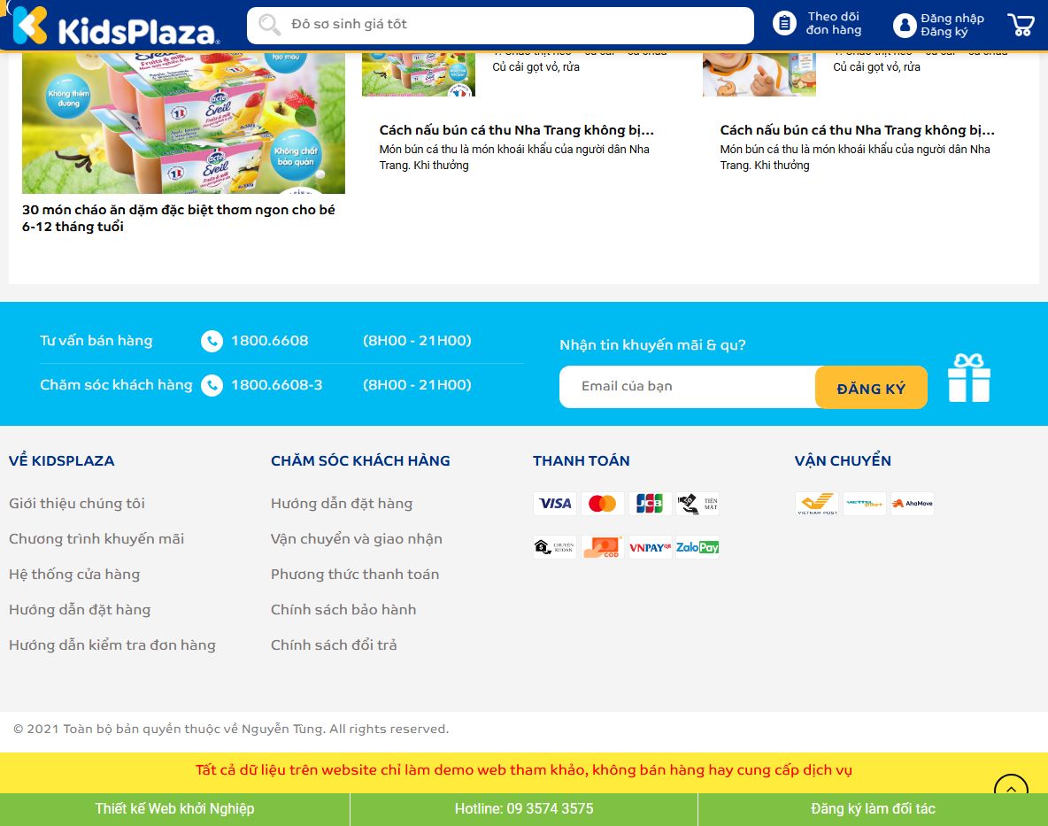 Giao diện quản trị Theme WordPress Kid Plaza