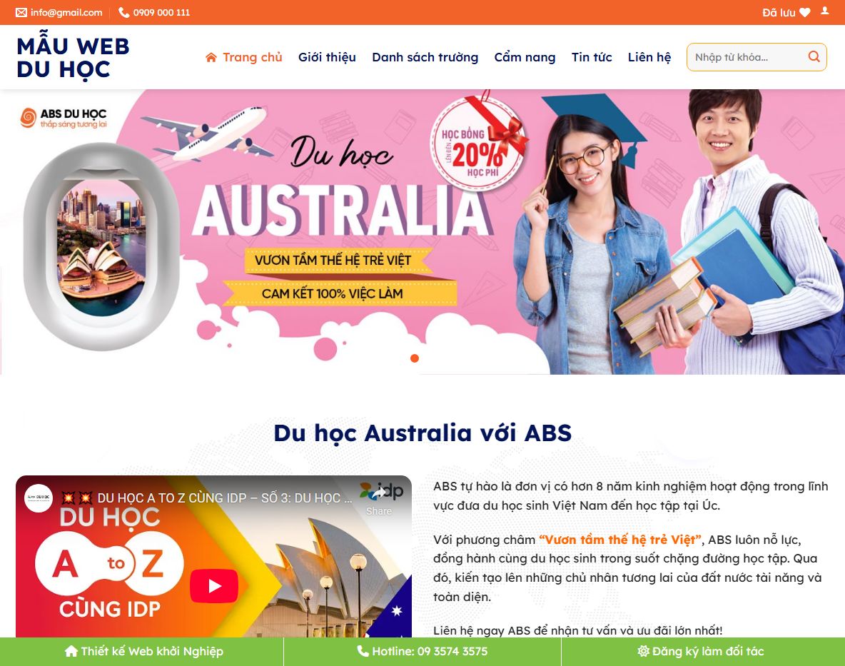 Giao diện Theme wordpress du học 01
