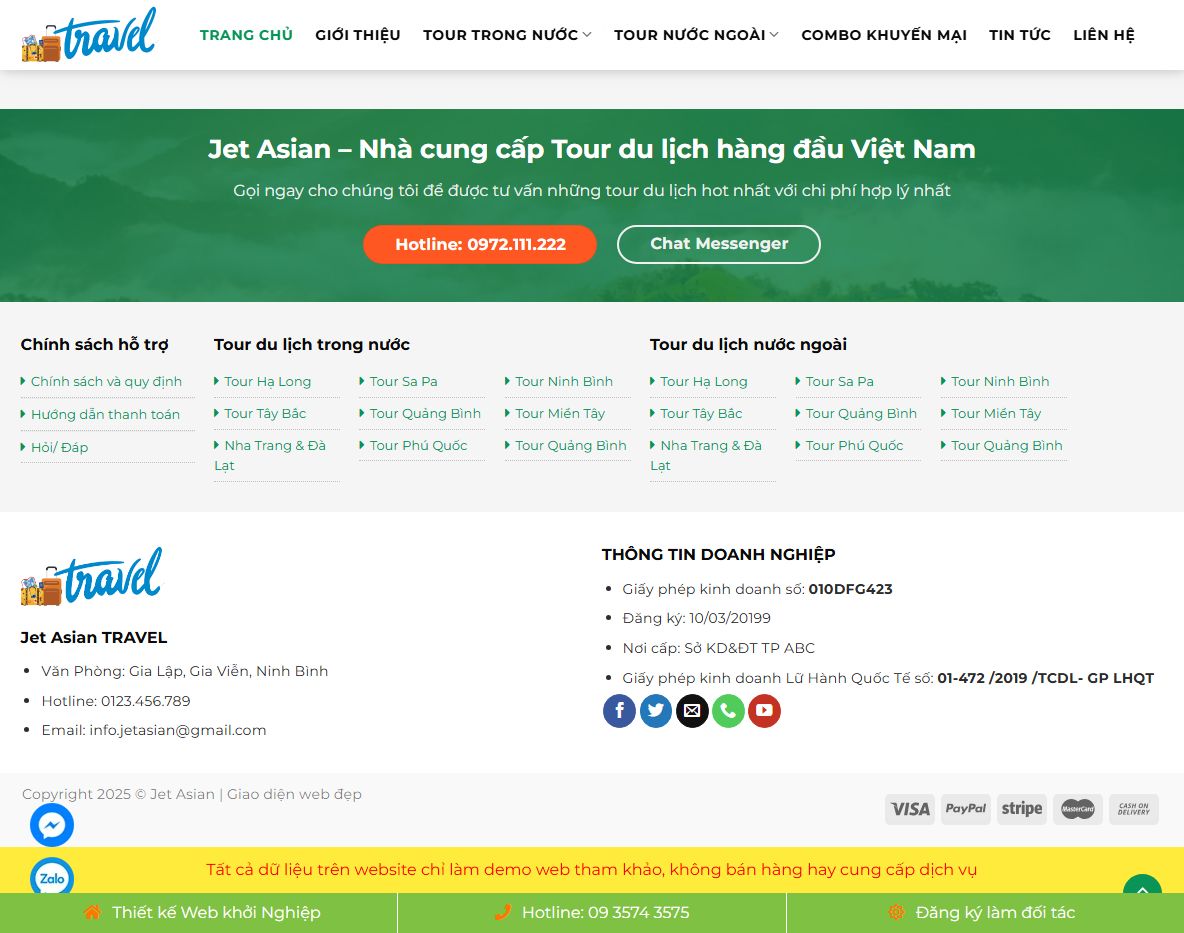 Giao diện quản lý Theme wordpress du lịch 11