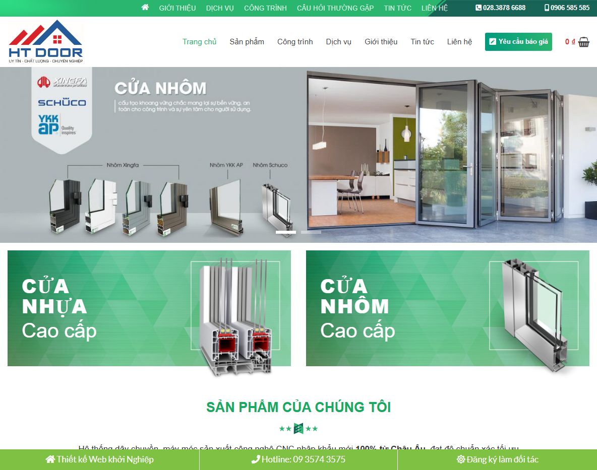 Giao diện Theme wordpress flatsome bán cửa nhôm 01