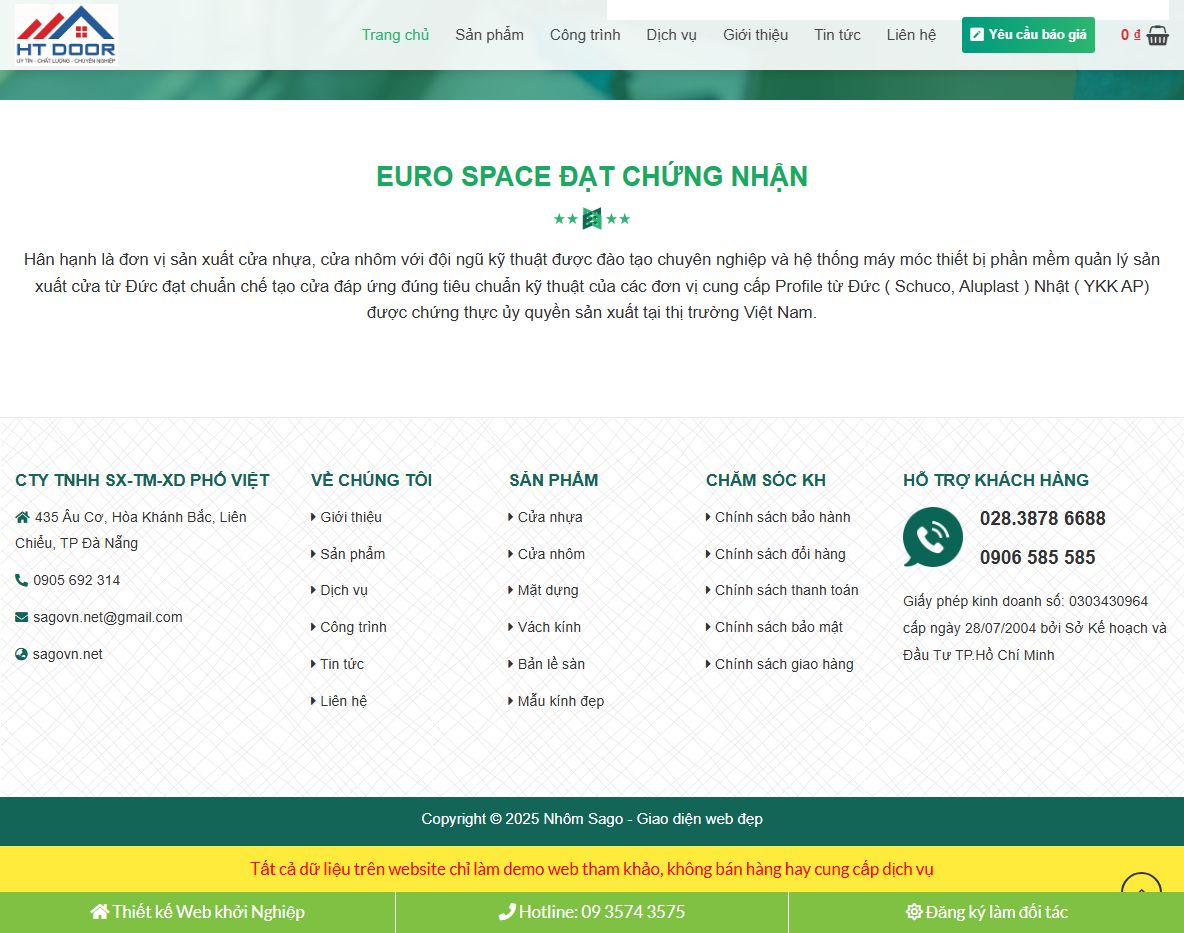 Tính năng Theme wordpress flatsome bán cửa nhôm 01