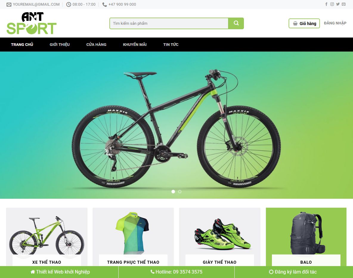 Giao diện Theme WordPress Flatsome bán đồ thể thao