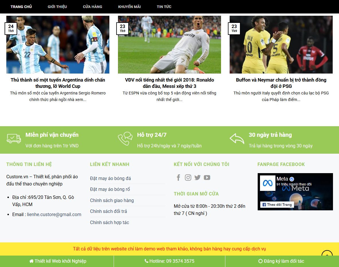 Giao diện mobile Theme WordPress Flatsome bán đồ thể thao