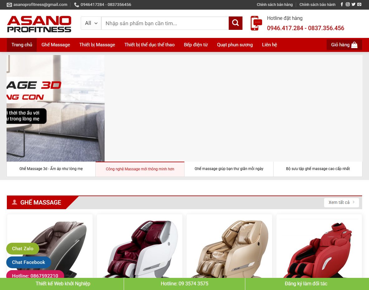 Theme wordpress flatsome bán ghế matxa demo