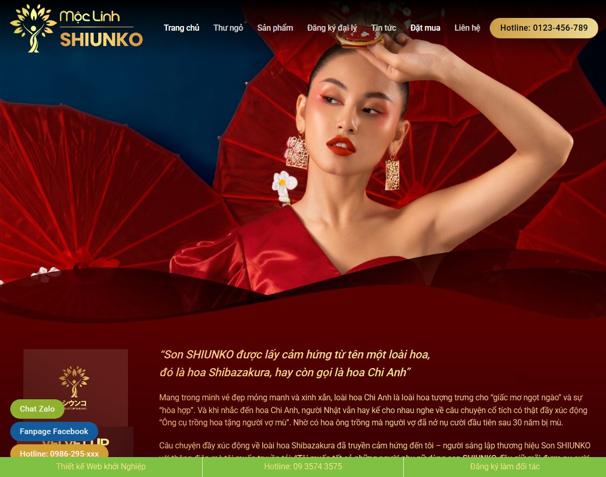 Giao diện theme wordpress flatsome bán son môi