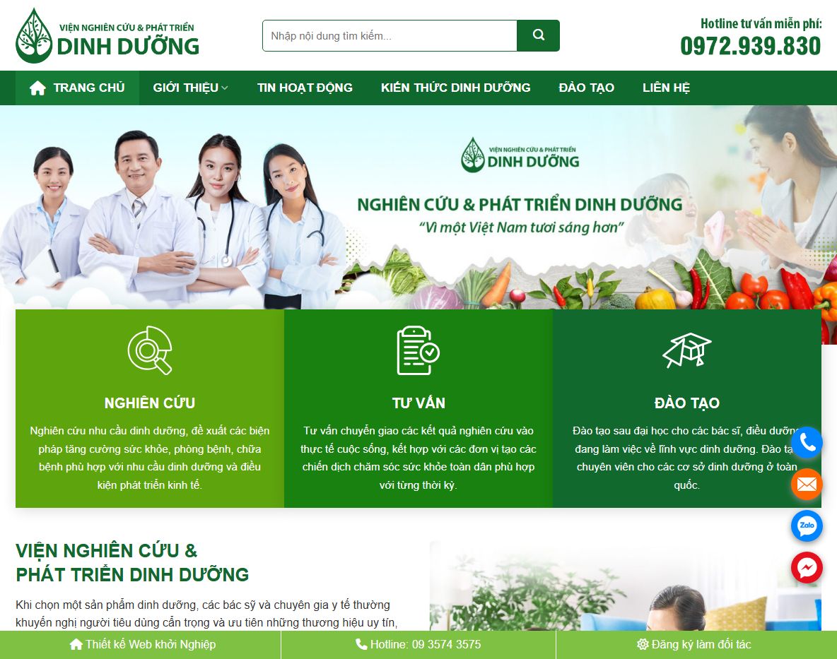 Giao diện Theme wordpress giới thiệu viện nghiên cứu