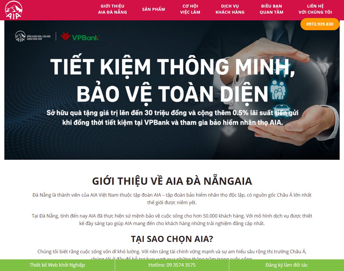Giao diện theme wordpress bảo hiểm AIA