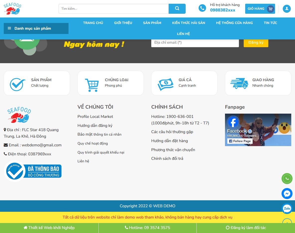 Giao diện quản trị Theme WordPress Hải Sản 2