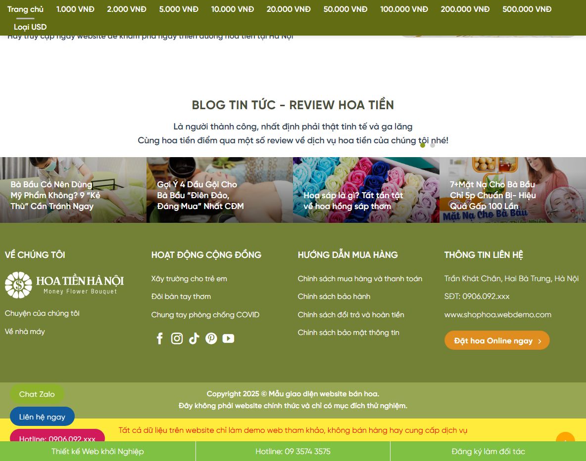 Giao diện trang sản phẩm Theme wordpress hoa tươi 04