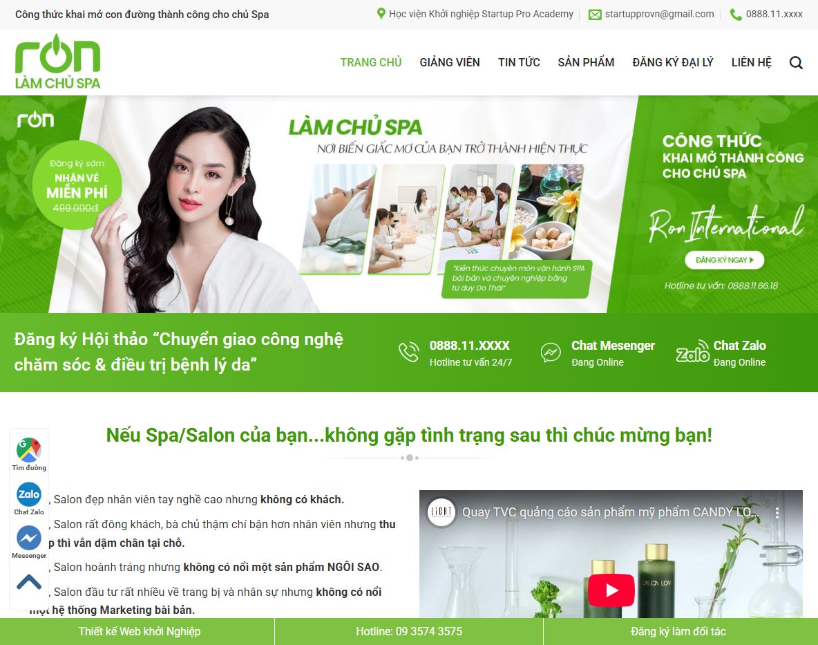 Giao diện theme wordpress khóa học spa