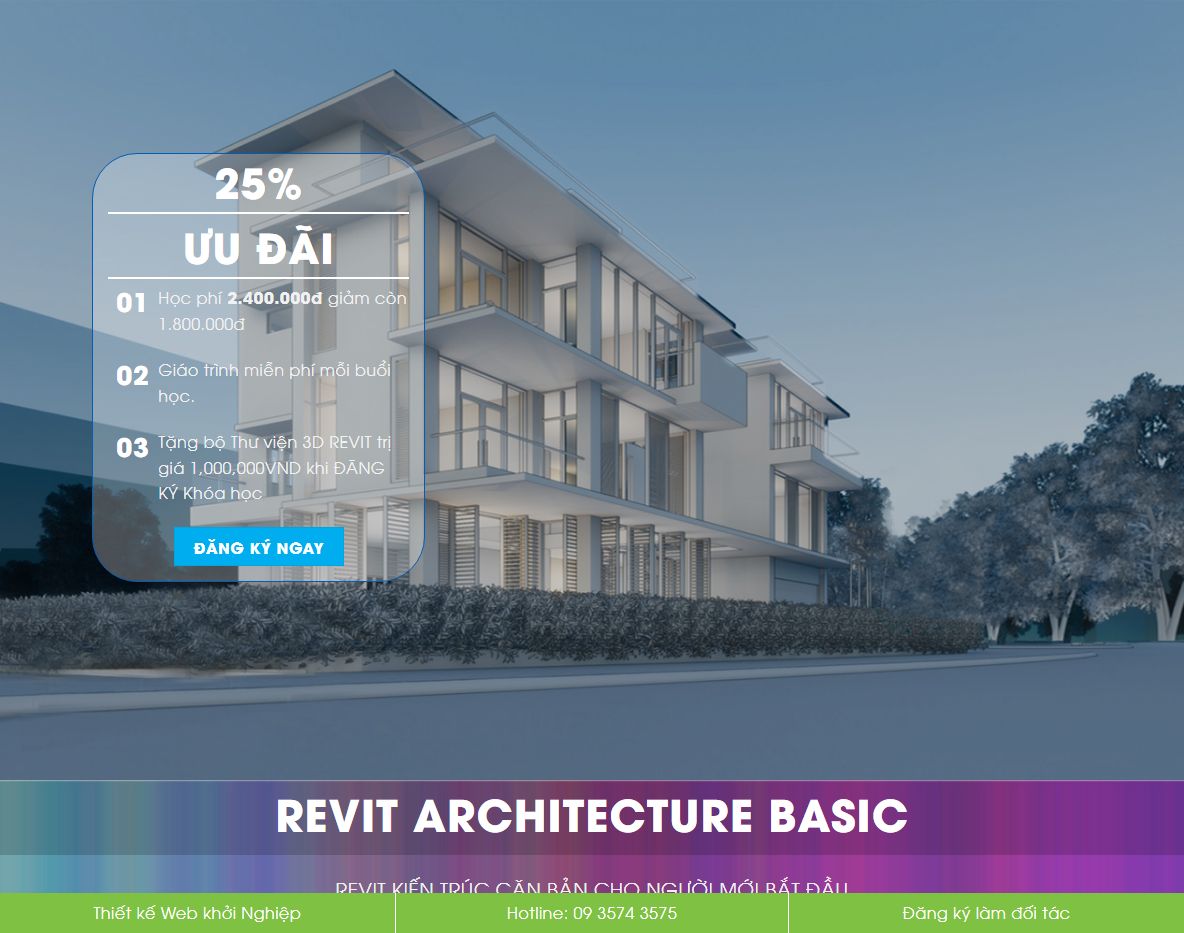 Giao diện theme wordpress khóa học thiết kế