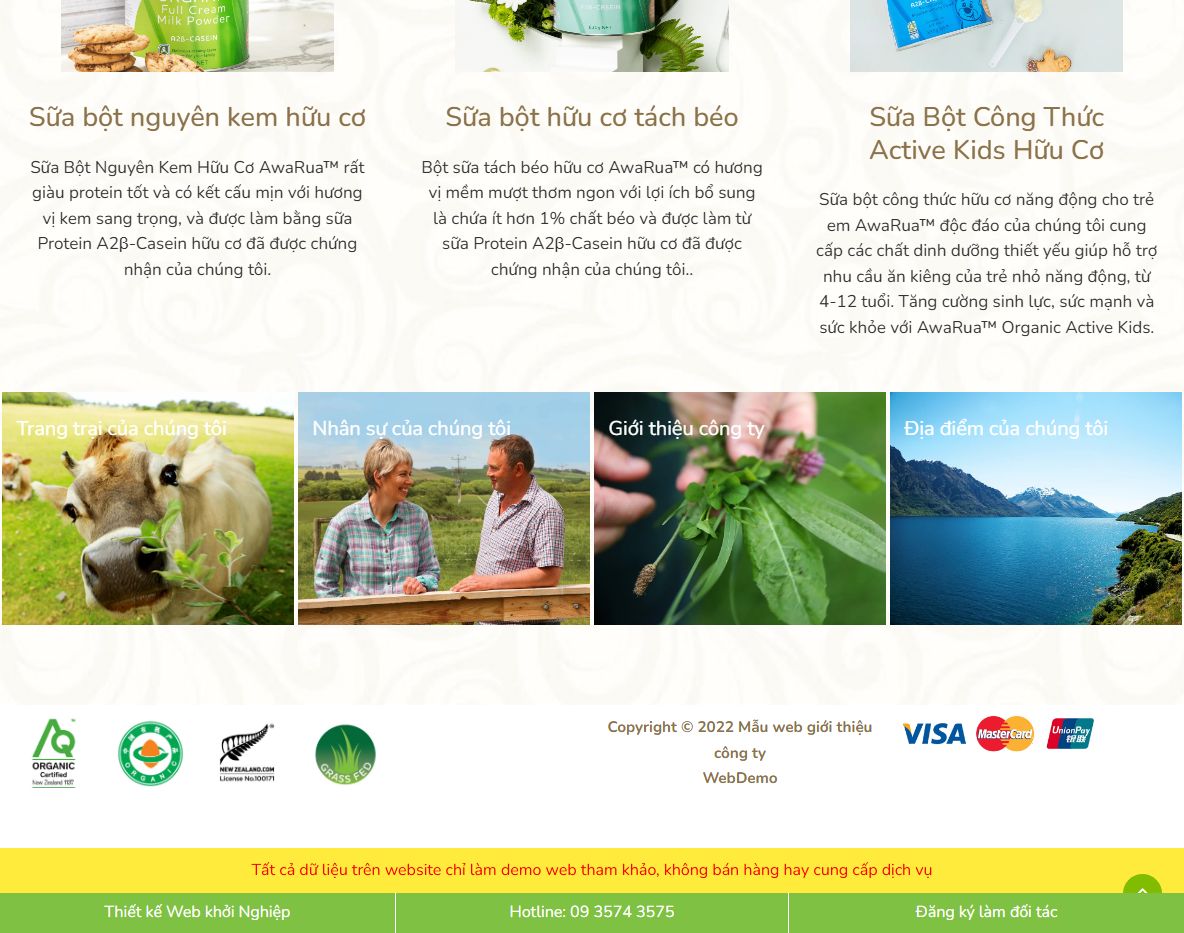 Tính năng Theme wordpress landing bán sữa 03