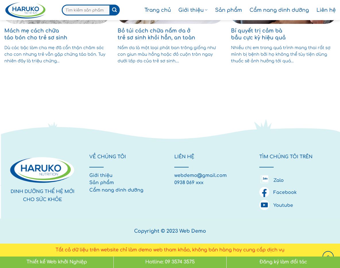 Tính năng quản trị Theme WordPress Landing Bán Sữa 2