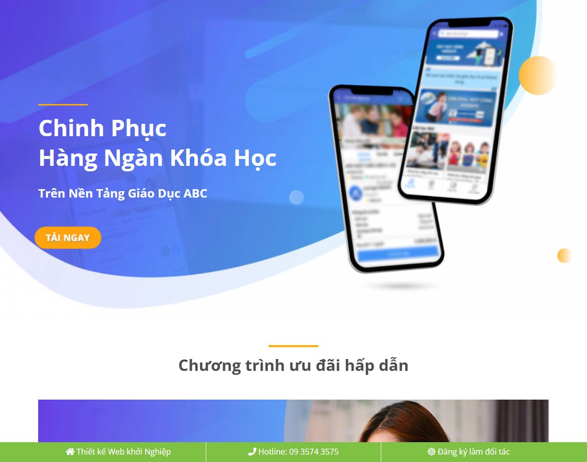 Giao diện theme WordPress landing page app giáo dục