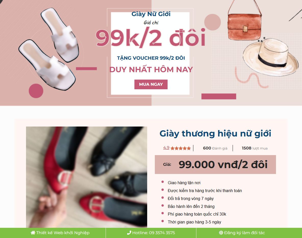 Giao diện theme wordpress bán dép chuyên nghiệp