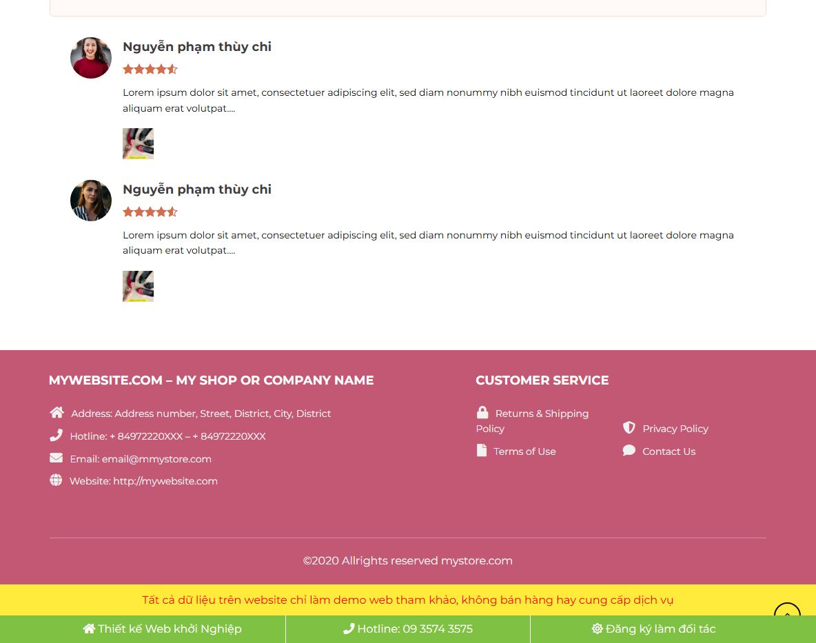 Giao diện responsive của theme wordpress bán dép