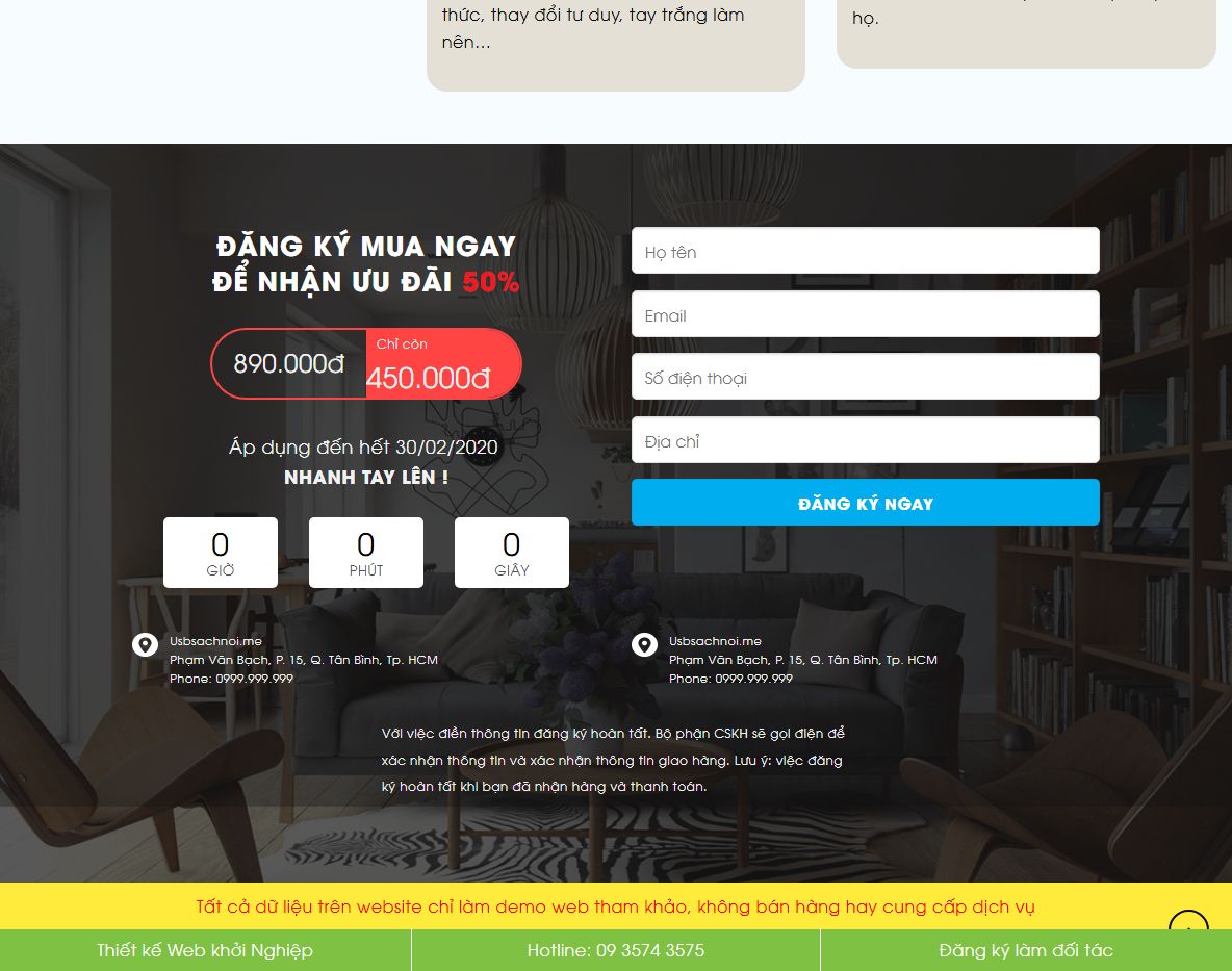 Giao diện responsive của theme WordPress bán USB sách