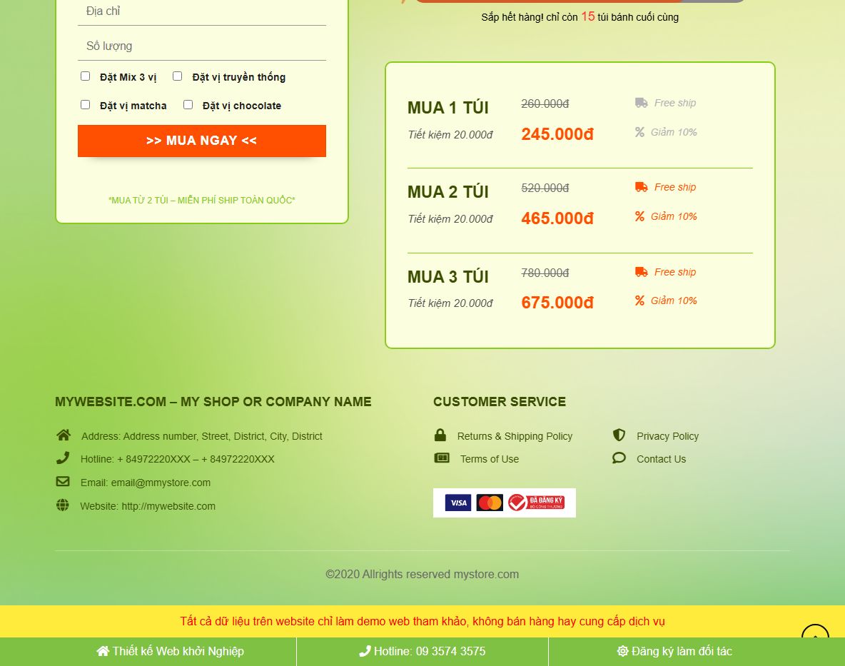 Giao diện responsive theme wordpress bánh giảm cân