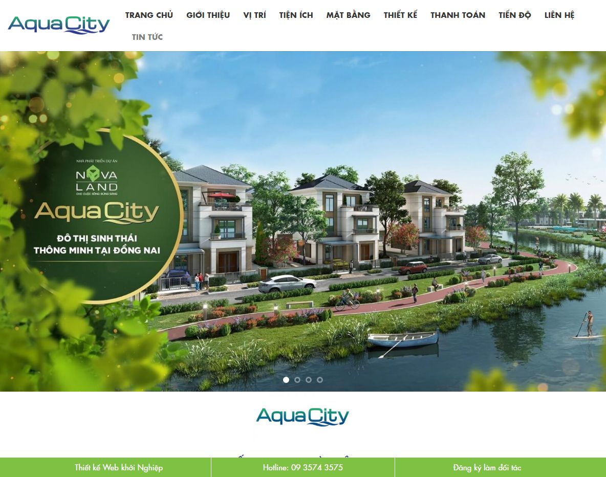 Giao diện trang chủ Theme WordPress Aqua City