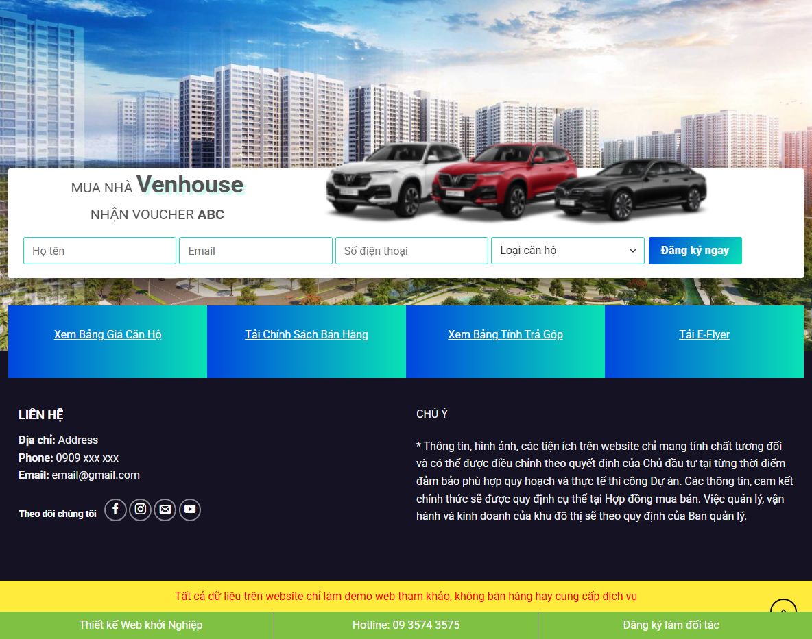 Giao diện responsive theme bất động sản