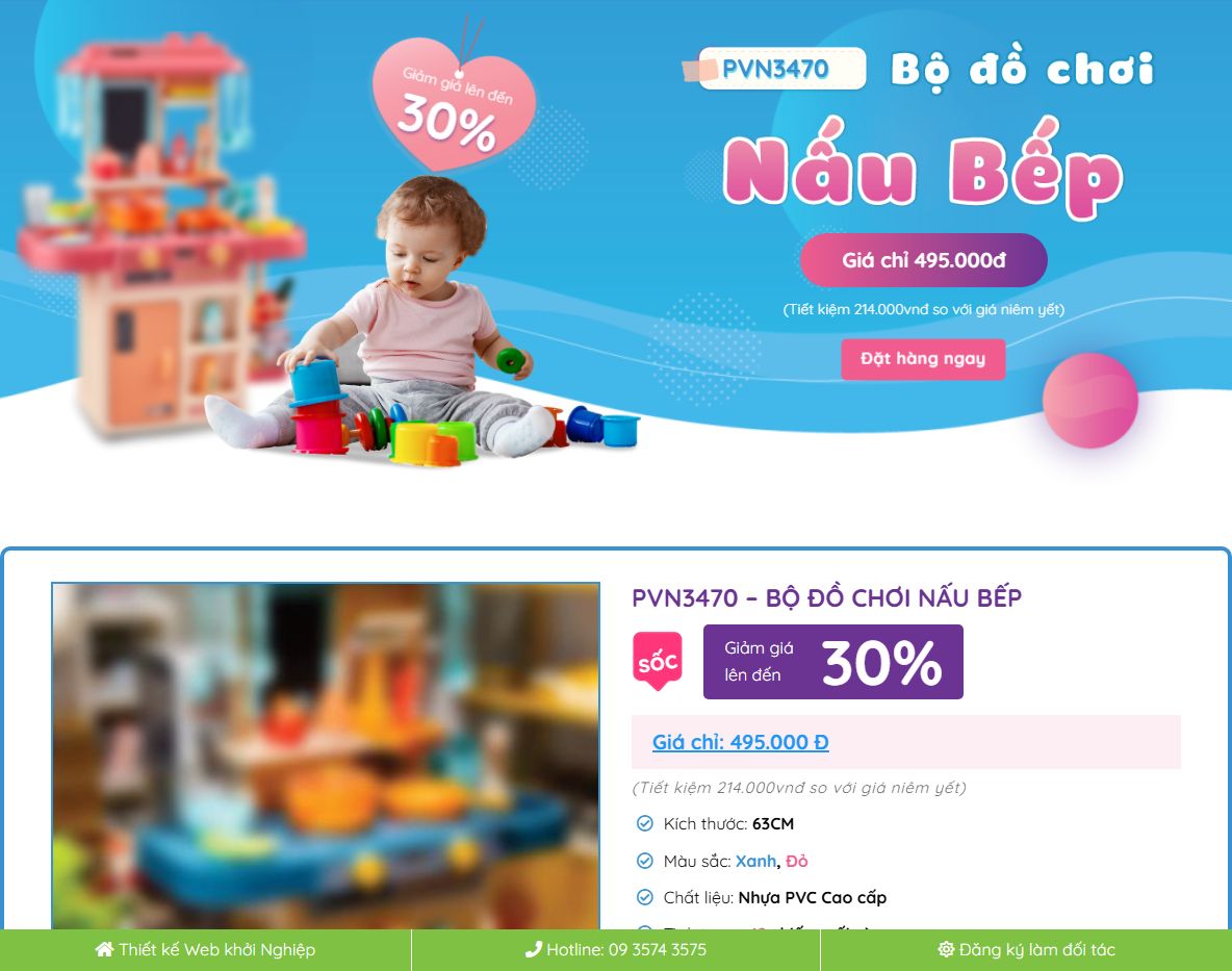 Giao diện theme wordpress landing page đồ chơi trẻ em