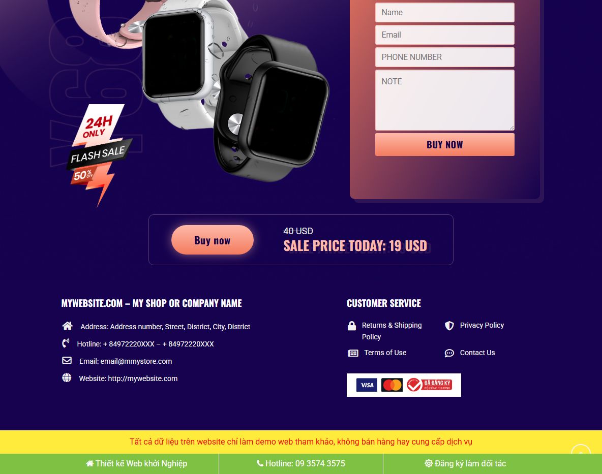 Hiệu suất theme wordpress landing page đồng hồ thông minh