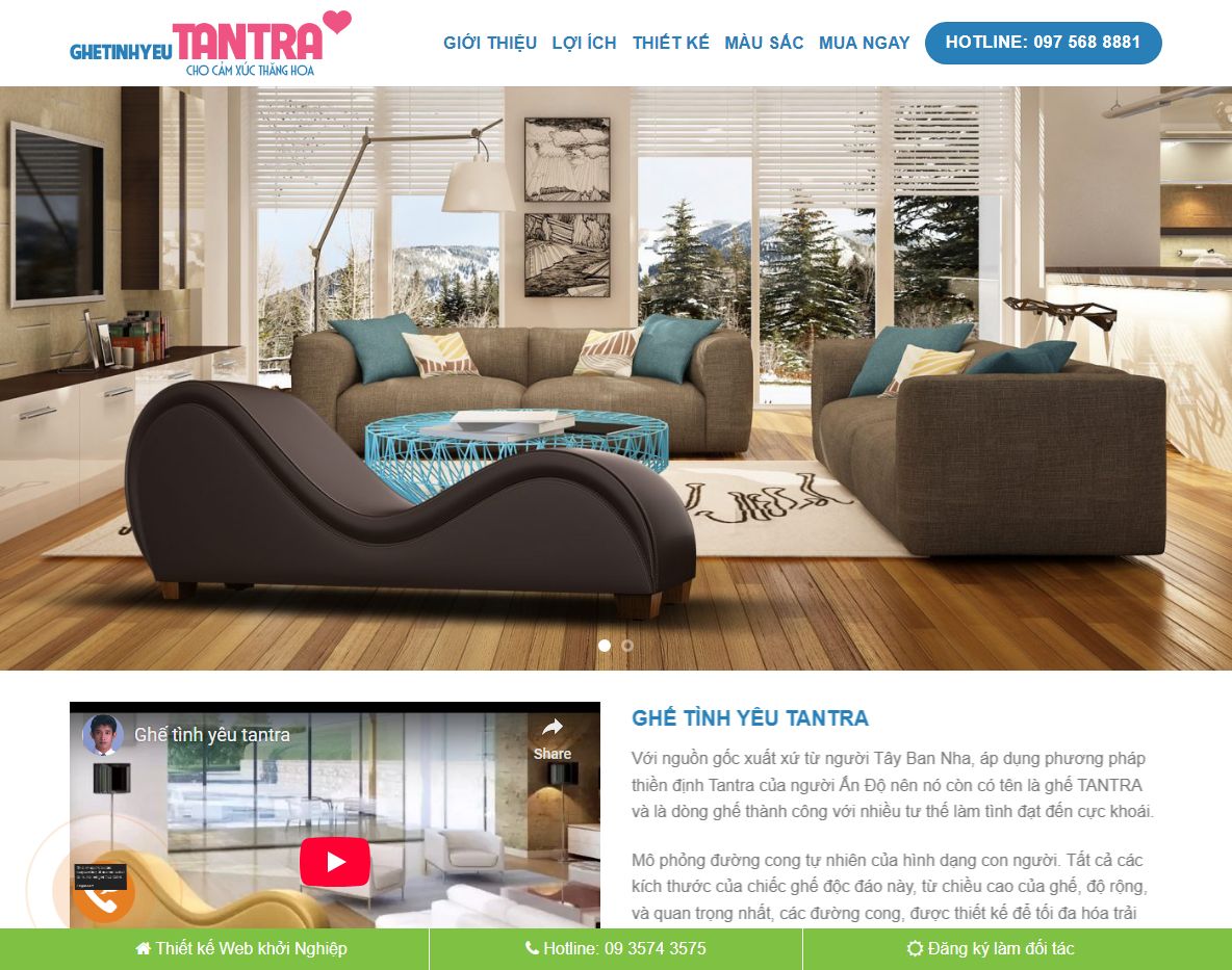 Giao diện theme wordpress landing page ghế tình yêu
