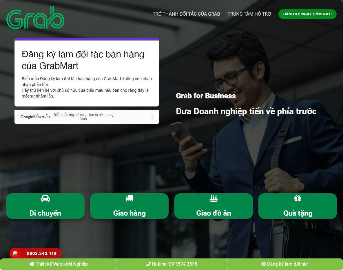 Giao diện Theme wordpress landing page grab