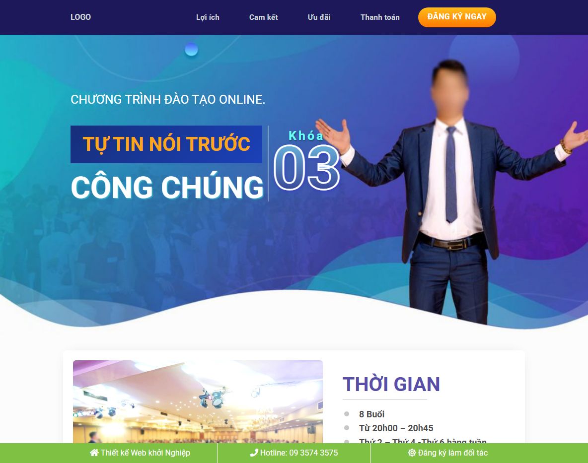 Theme WordPress landing page khóa học hiện đại