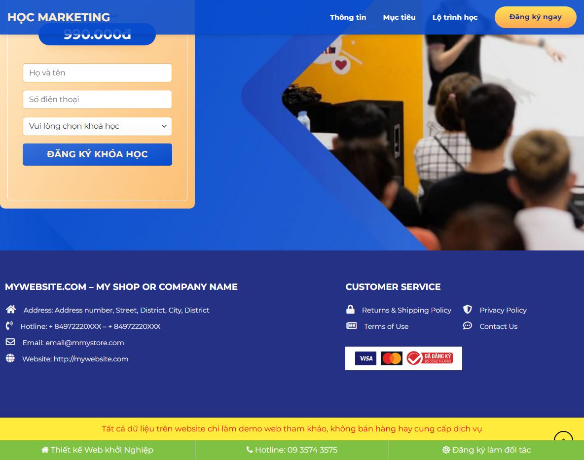 Giao diện theme wordpress khóa học marketing