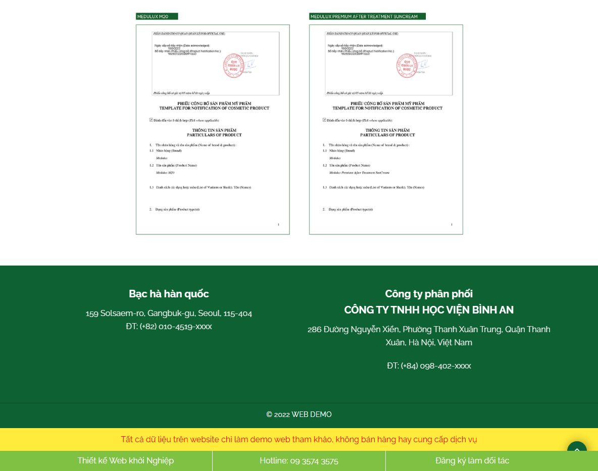 Giao diện landing page mỹ phẩm responsive