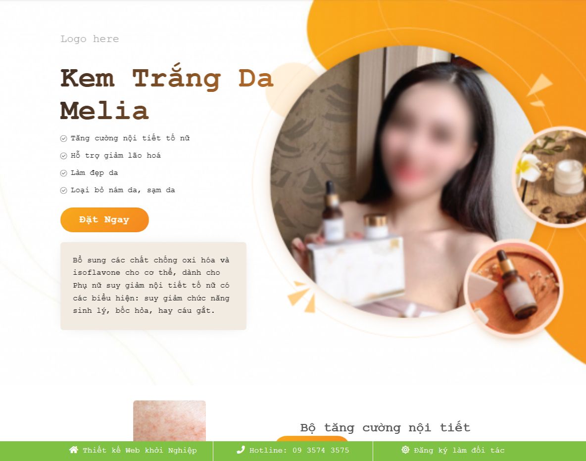 Giao diện theme WordPress landing page trị nám
