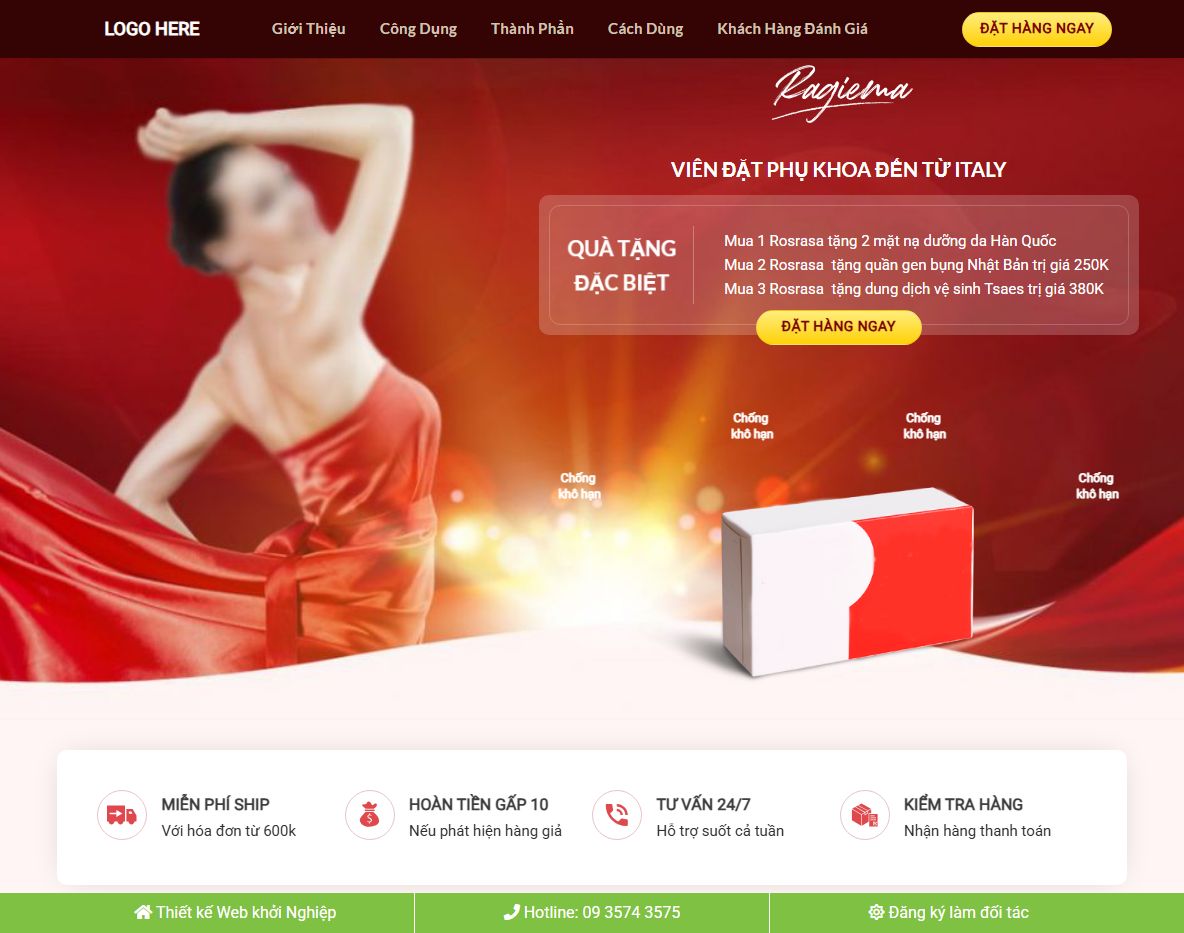 Giao diện theme wordpress landing page viên đặt phụ khoa