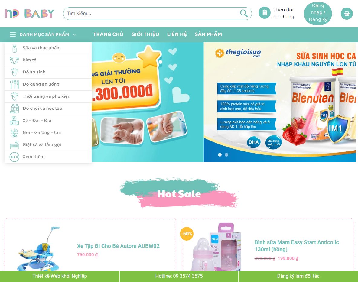 Giao diện Theme wordpress mẹ và bé baby 01