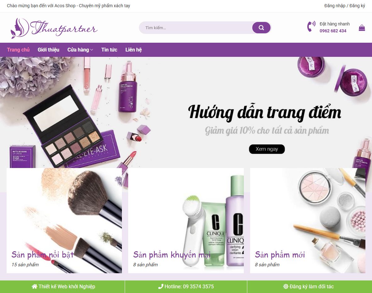 Giao diện trang chủ Theme wordpress mỹ phẩm 011
