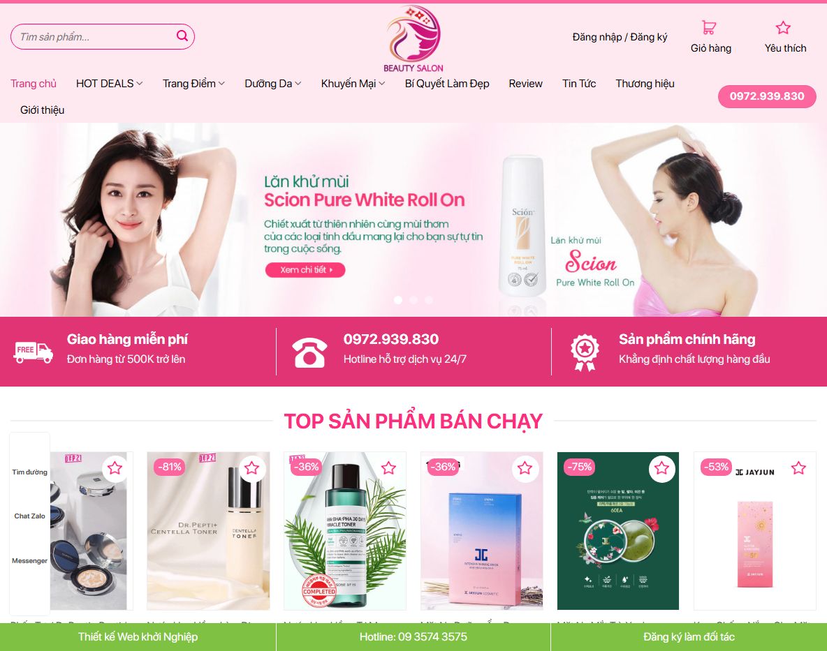 Giao diện trang chủ Theme wordpress mỹ phẩm 13