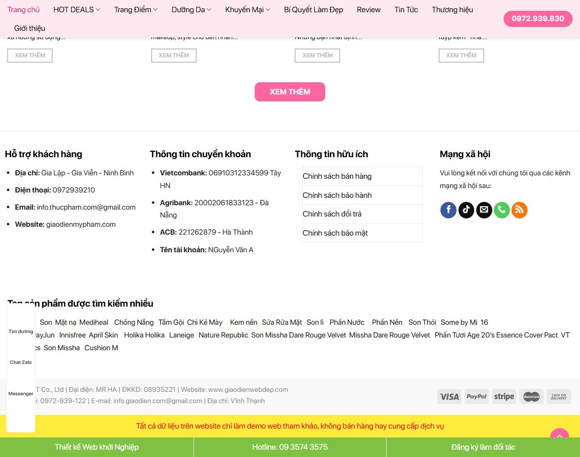 Giao diện quản trị Theme wordpress mỹ phẩm 13