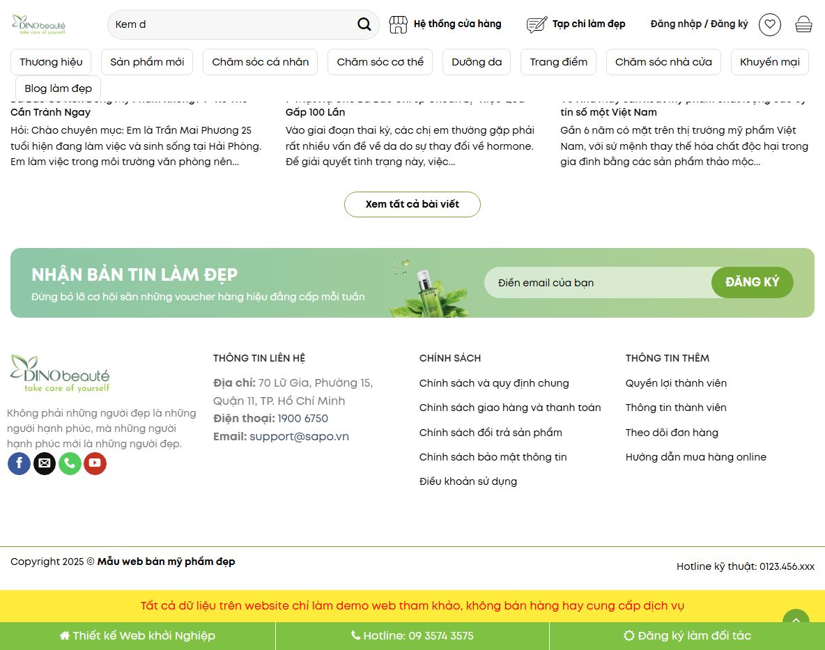 Tính năng Theme wordpress mỹ phẩm 20