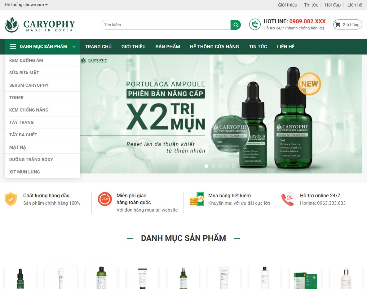 Giao diện trang chủ Theme WordPress mỹ phẩm 25