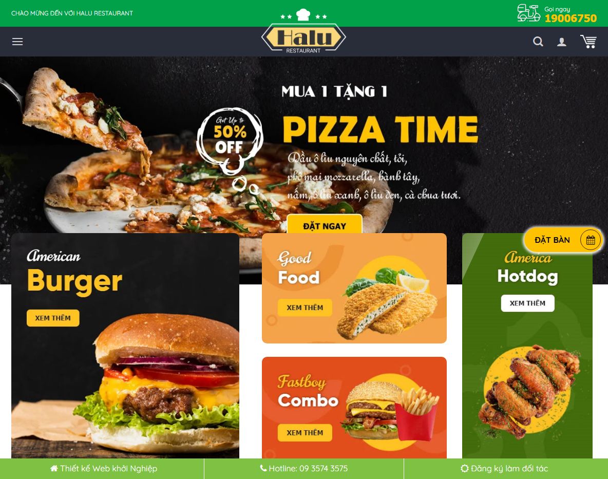 Giao diện trang chủ Theme WordPress nhà hàng 04