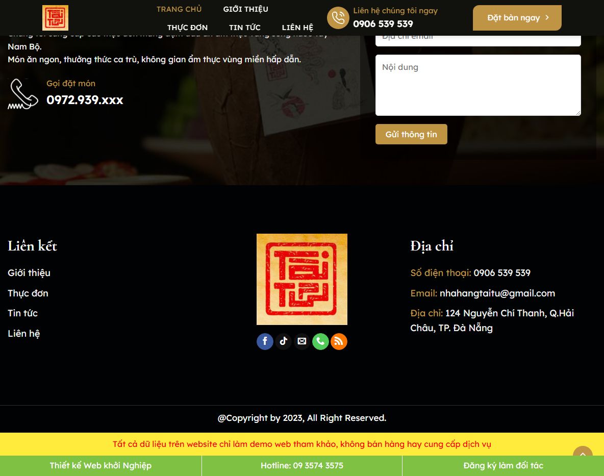 Tính năng Theme WordPress nhà hàng 06