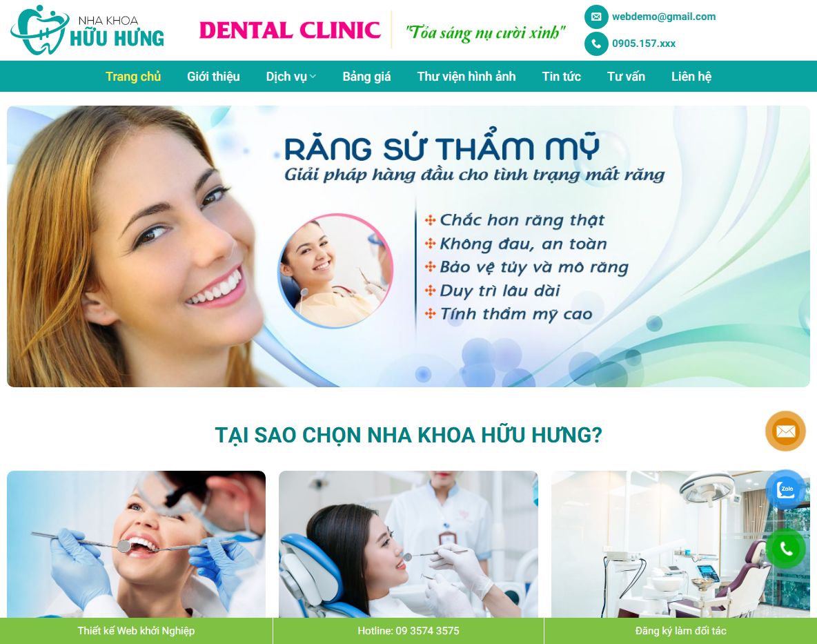 Giao diện trang chủ Theme WordPress Nha Khoa 04