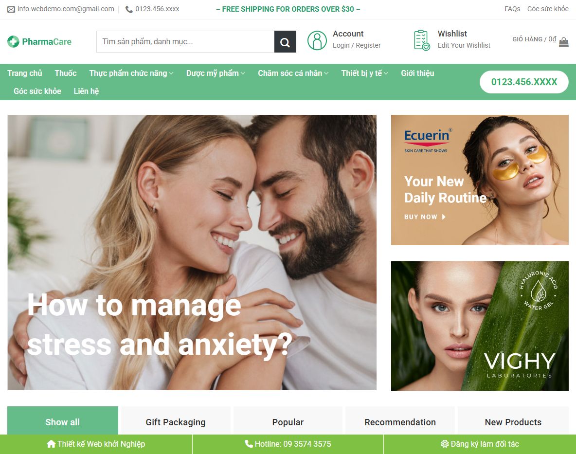 Giao diện Theme WordPress nhà thuốc 06